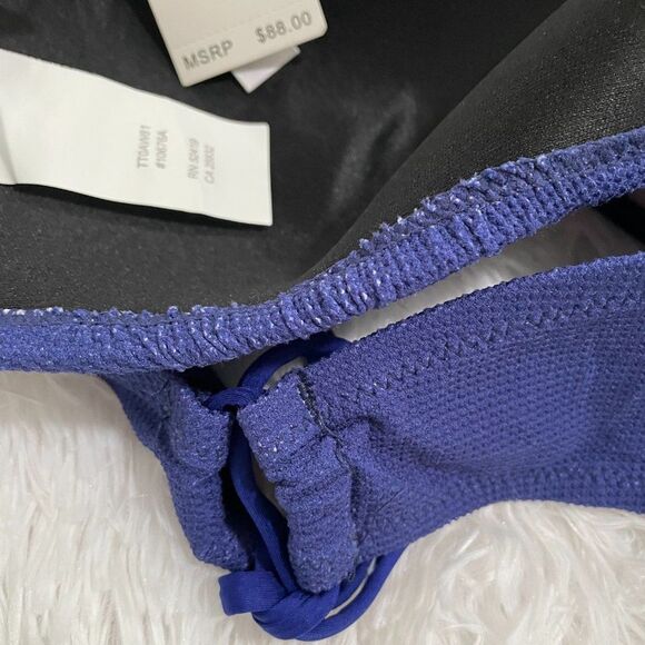 Women Trina Turk ULTRAMARINE Rainbow Swirl Textured Bandeau Bikini Swim Size 12 - Picture 13 of 13